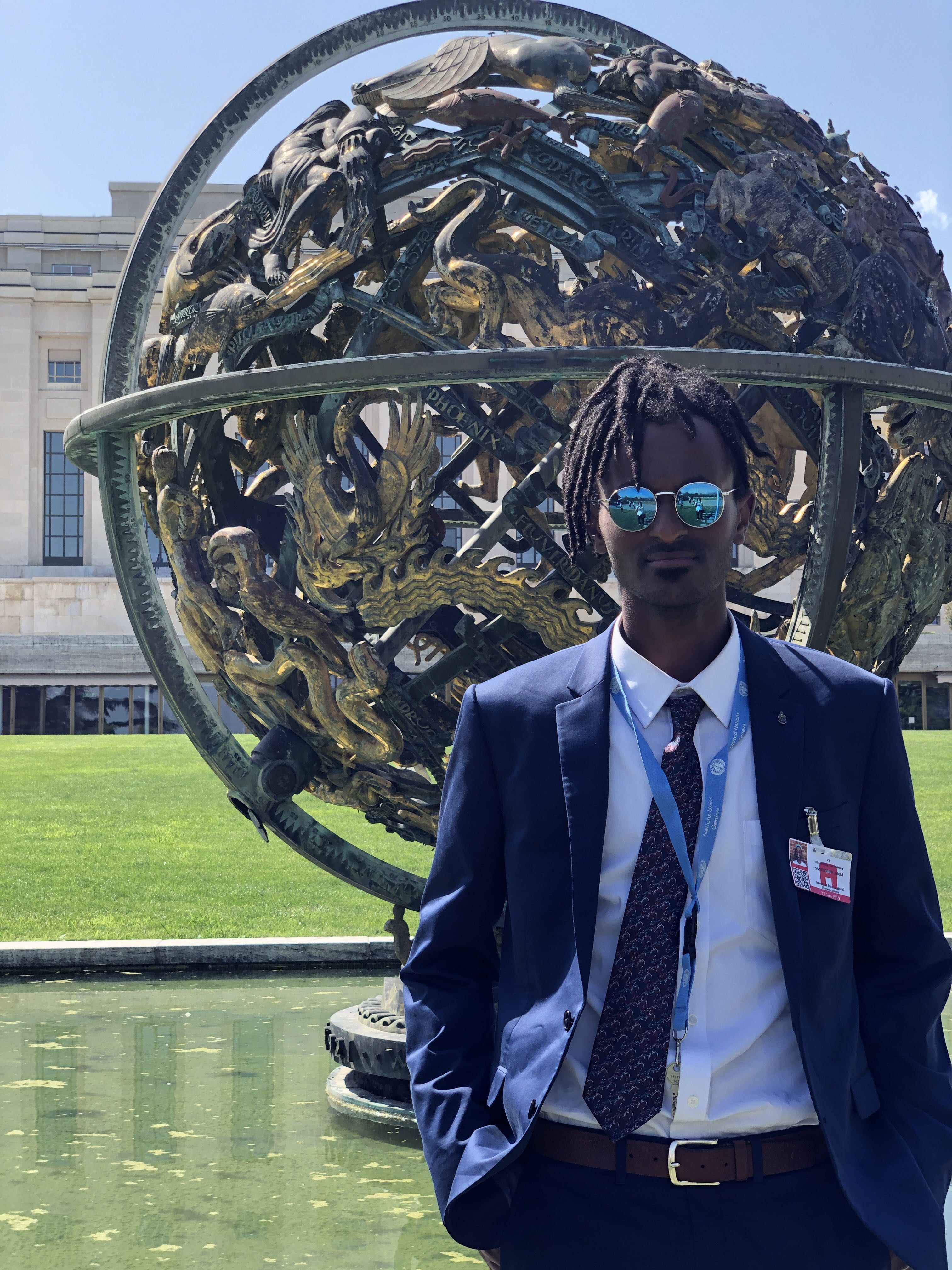 Me at the United Nations headquarters in Geneva, Switzerland.