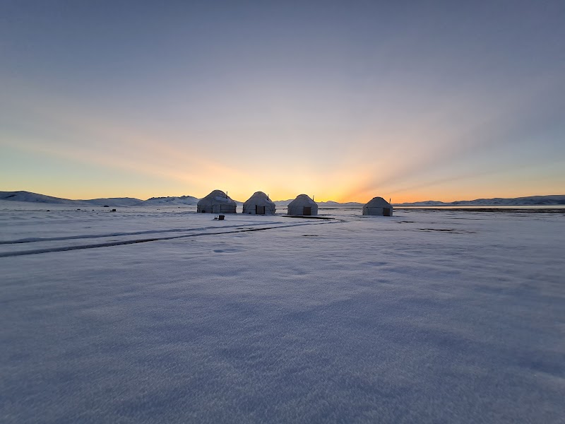 Yurt camp at sunset, Son-Kul Lake, Kyrgyzstan