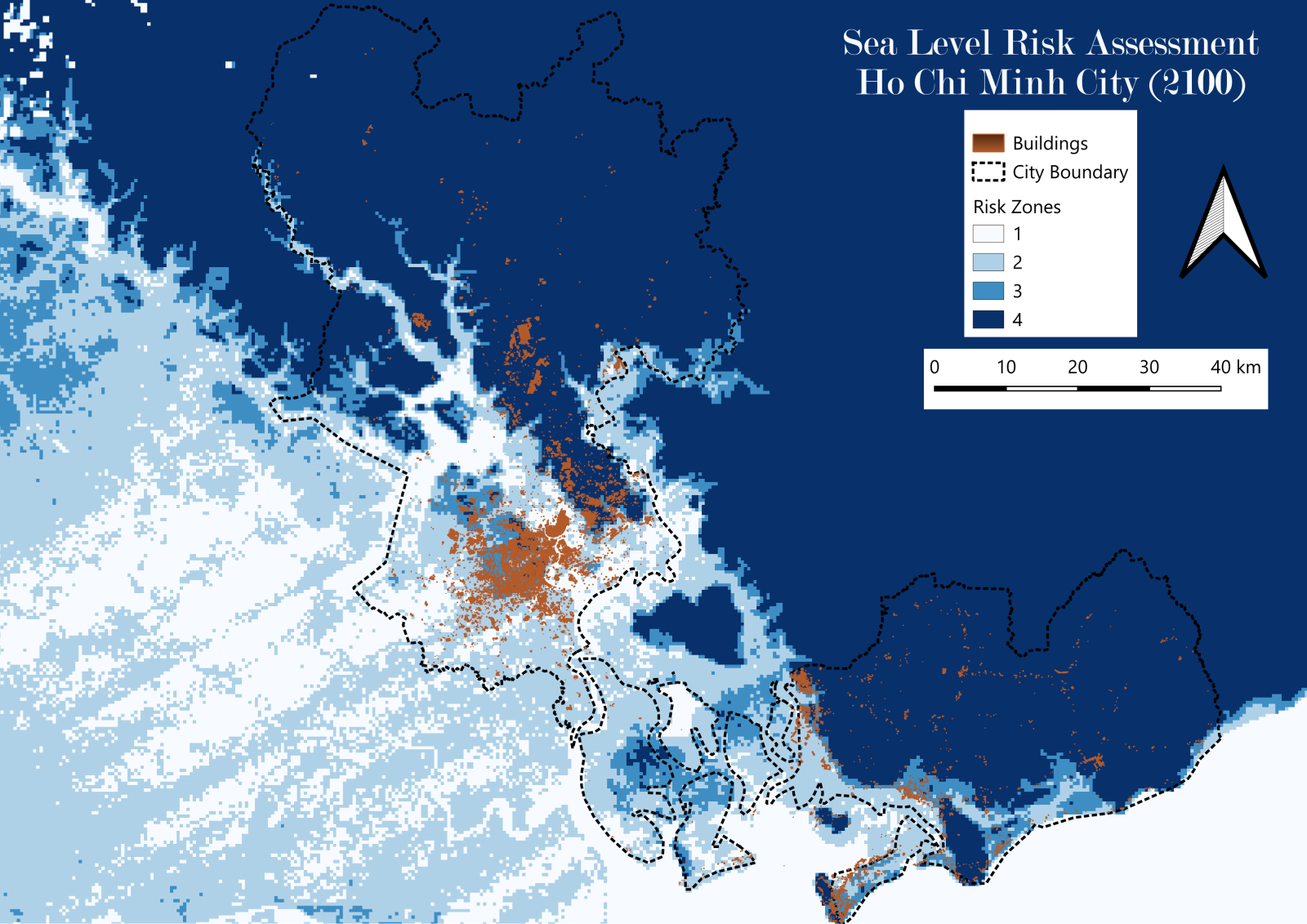 Sea Level Risk Assessment – Ho Chi Minh City 2100 (Buildings Overlay)